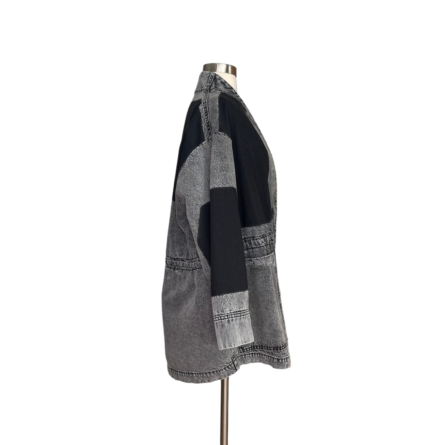 Acid Wash Black Denim Jacket - 34