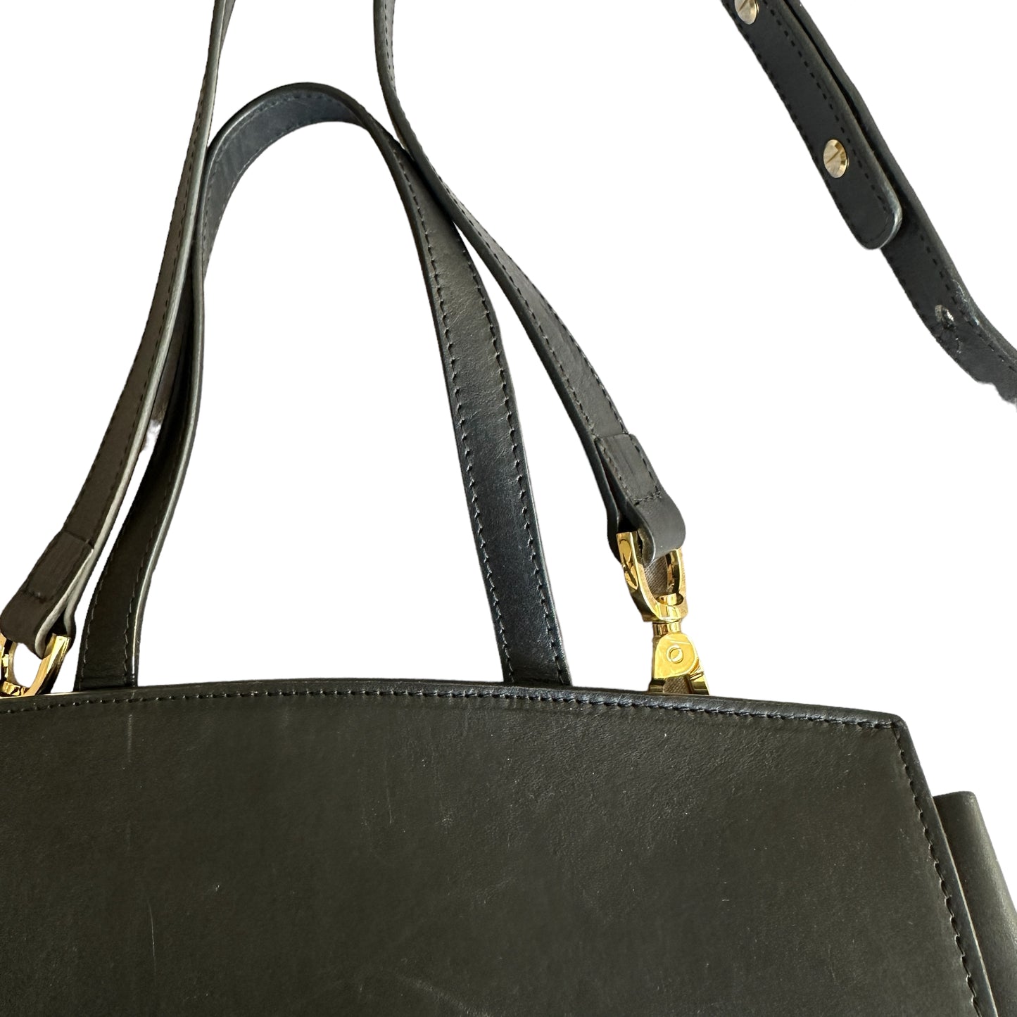 Black Leather Handle Bag
