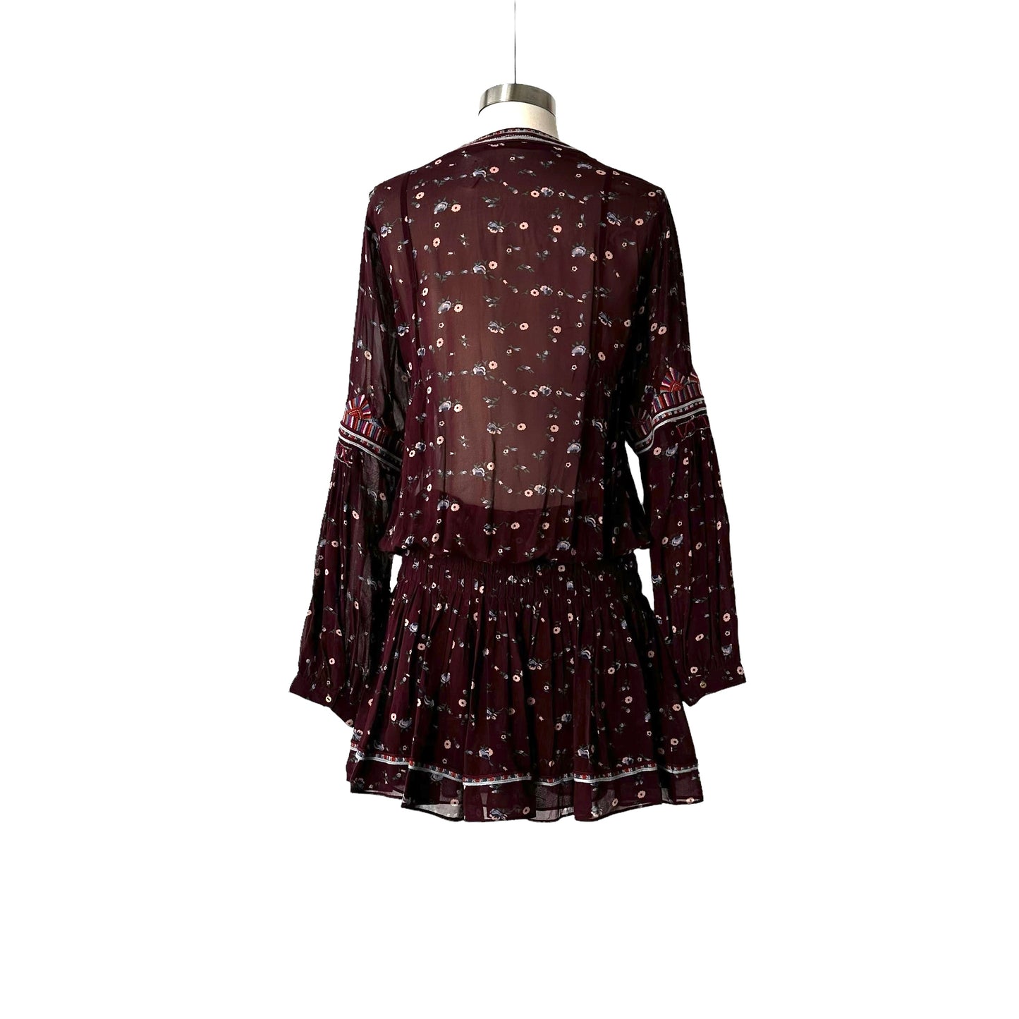 Burgundy Floral Dress - S