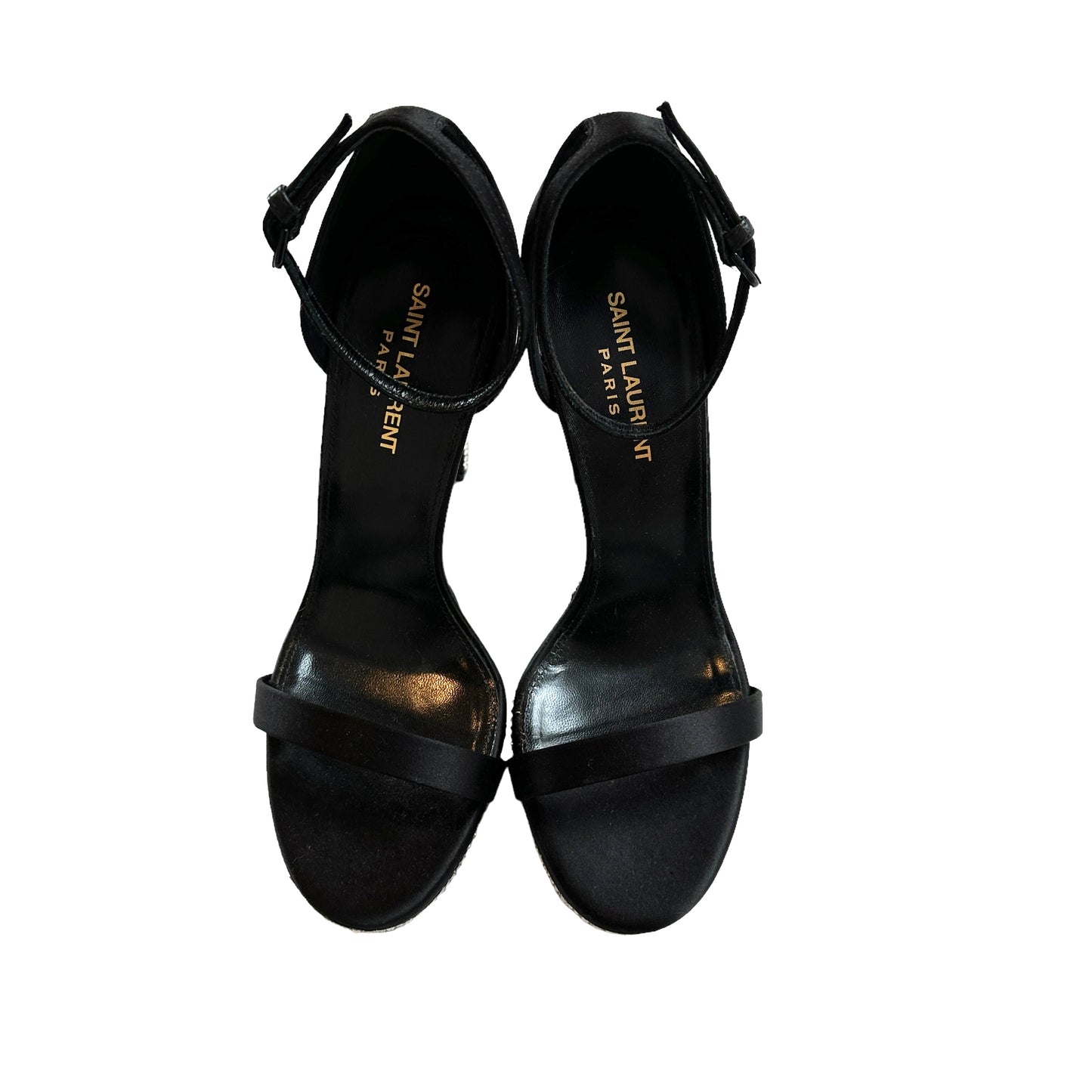 Black Satin & Crystals Heels - 8