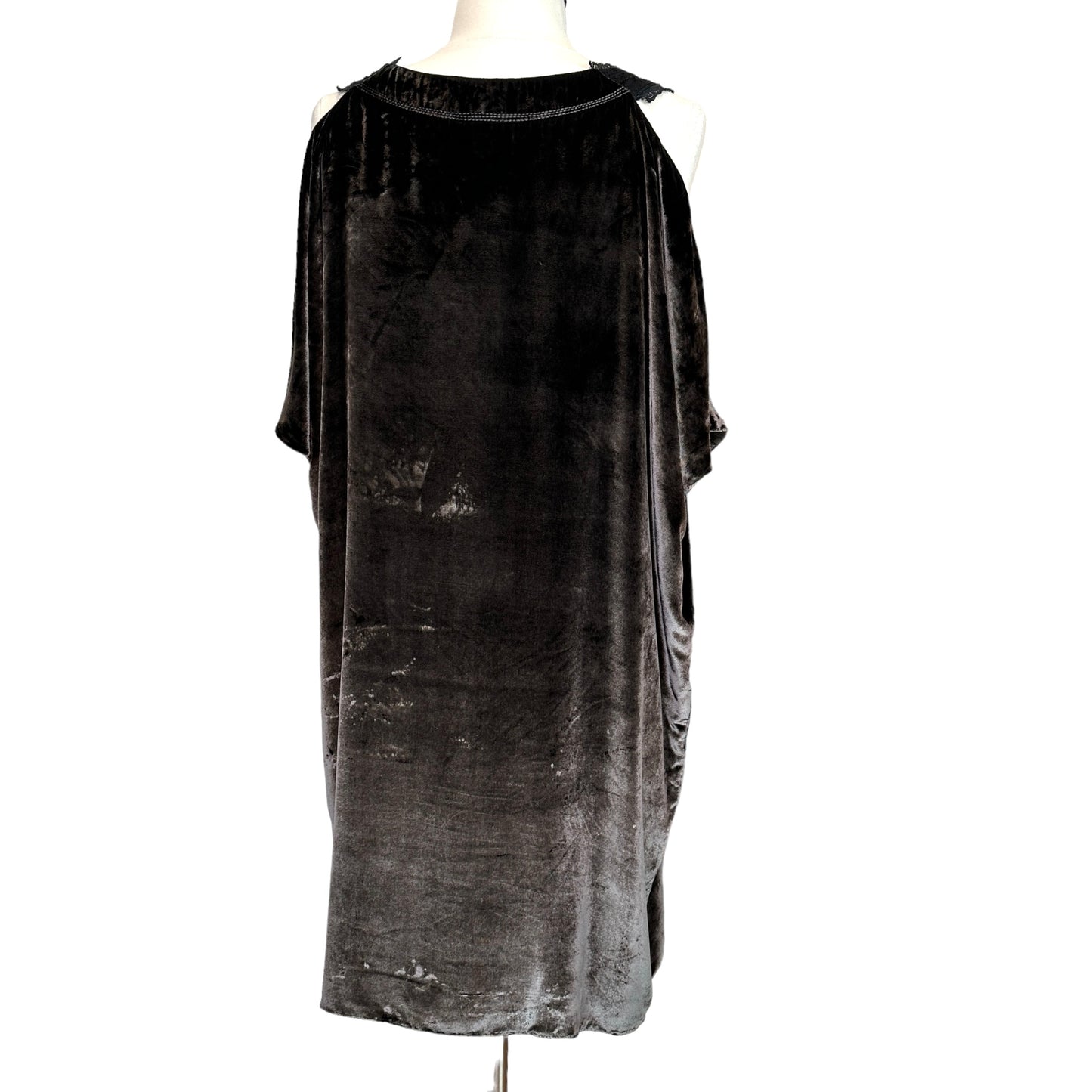 Cold-Shoulders Velvet Dress - M