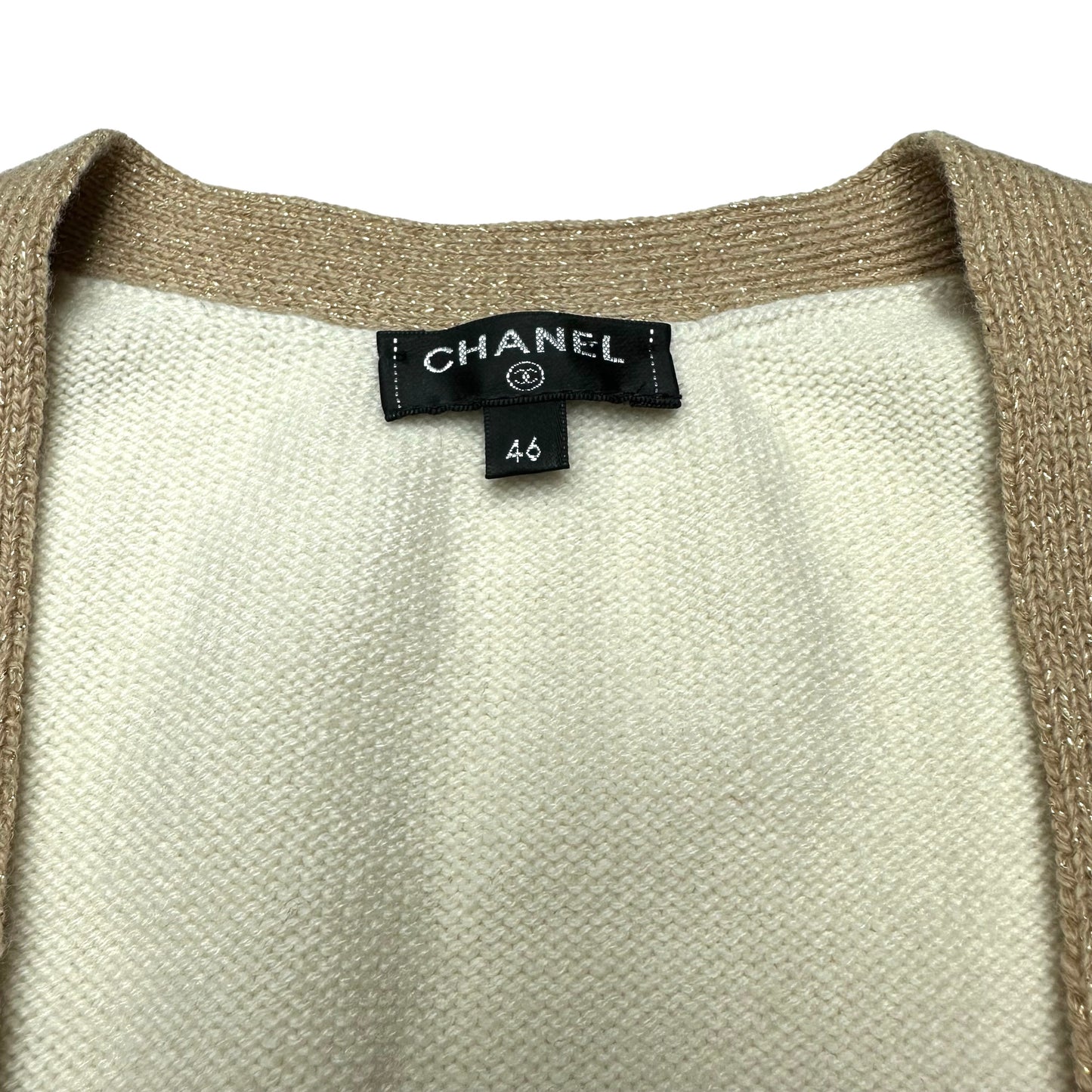 Cream & Gold Cashmere Cardigan - L