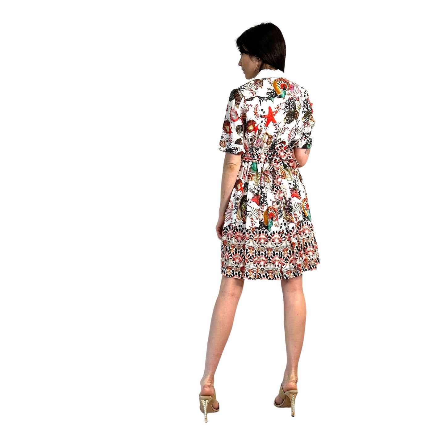 Linen Seashells Print Dress - 4