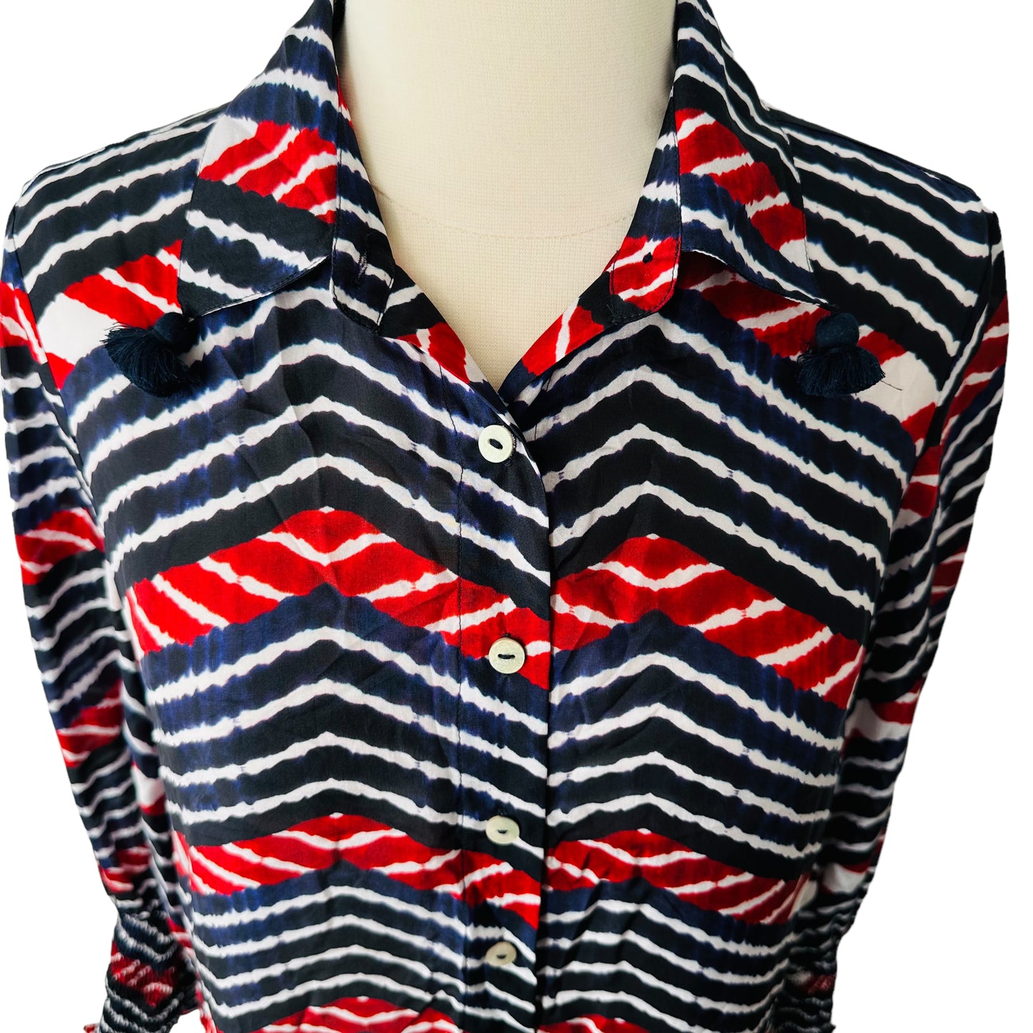 Tie Die Striped Collar Dress - XS