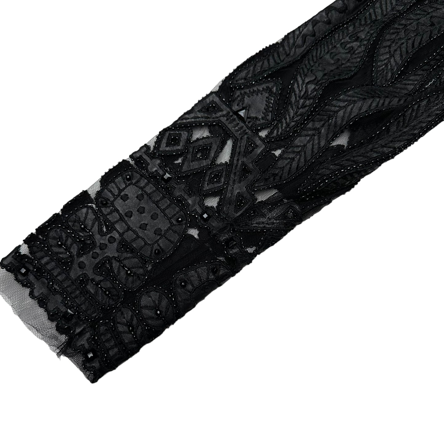 Black Leather, Fringes and Beads Dress - 4