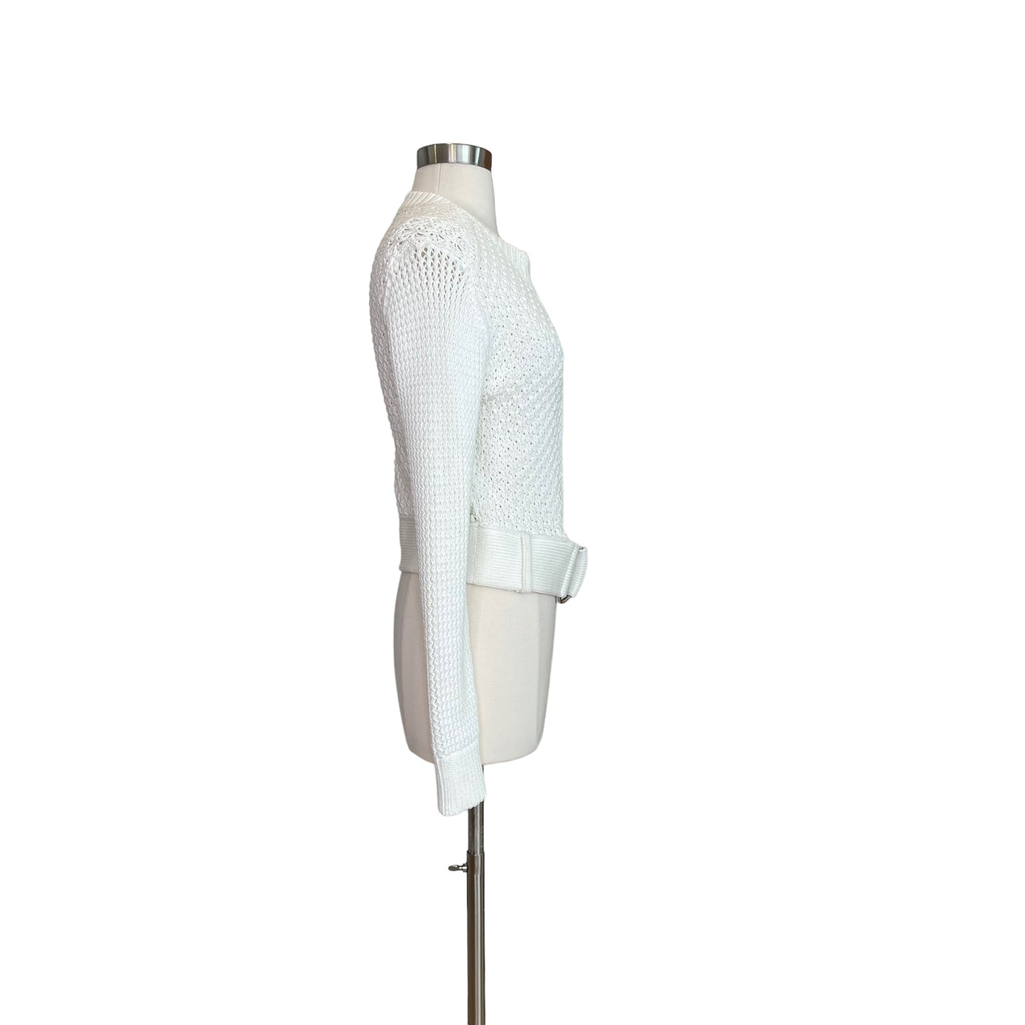 White Zip Cardigan - S