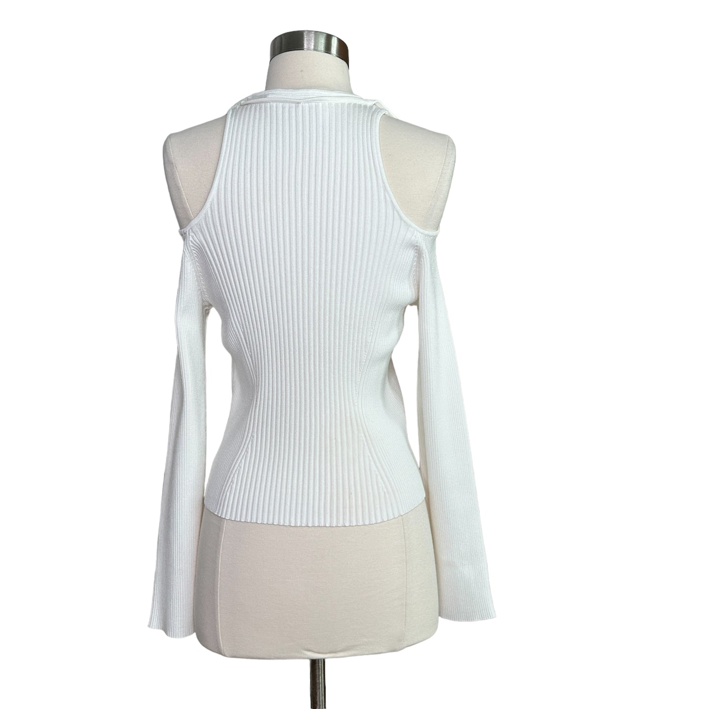 White Cutout Shoulders Top - L