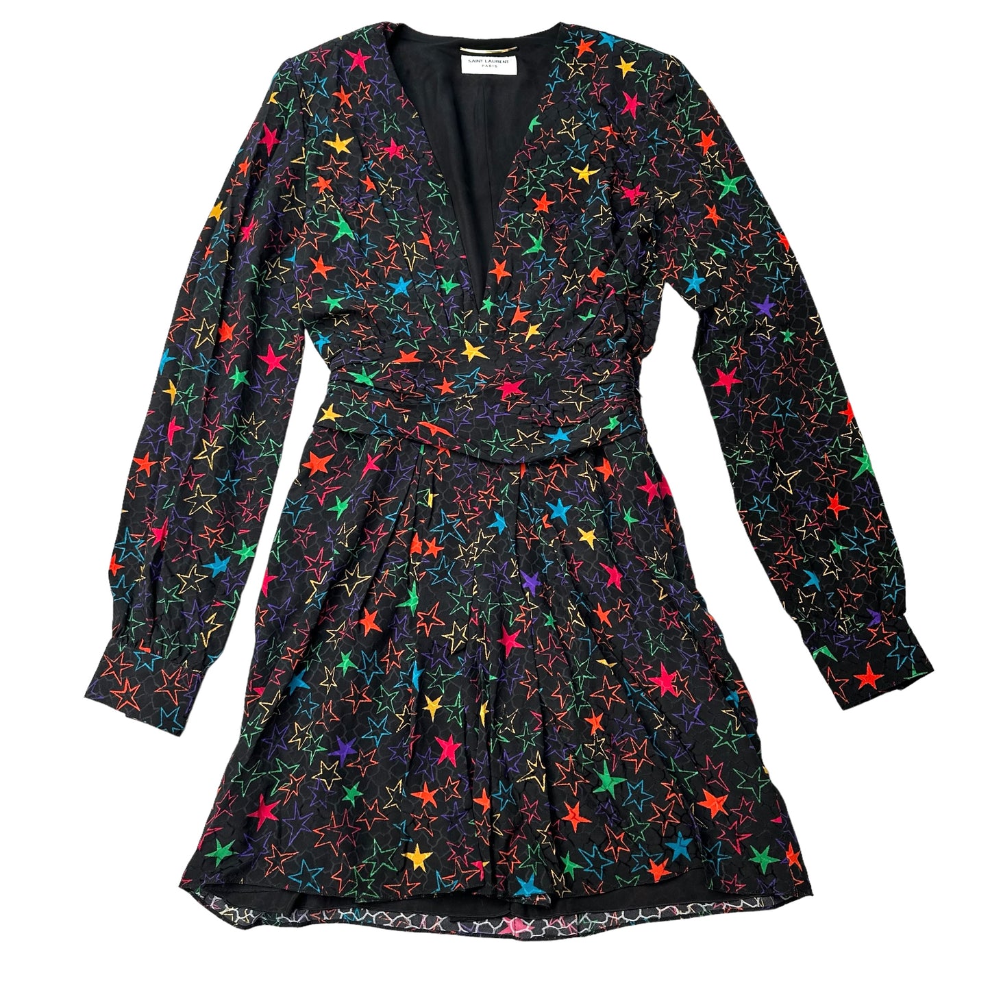 Printed Black Mini Dress - S