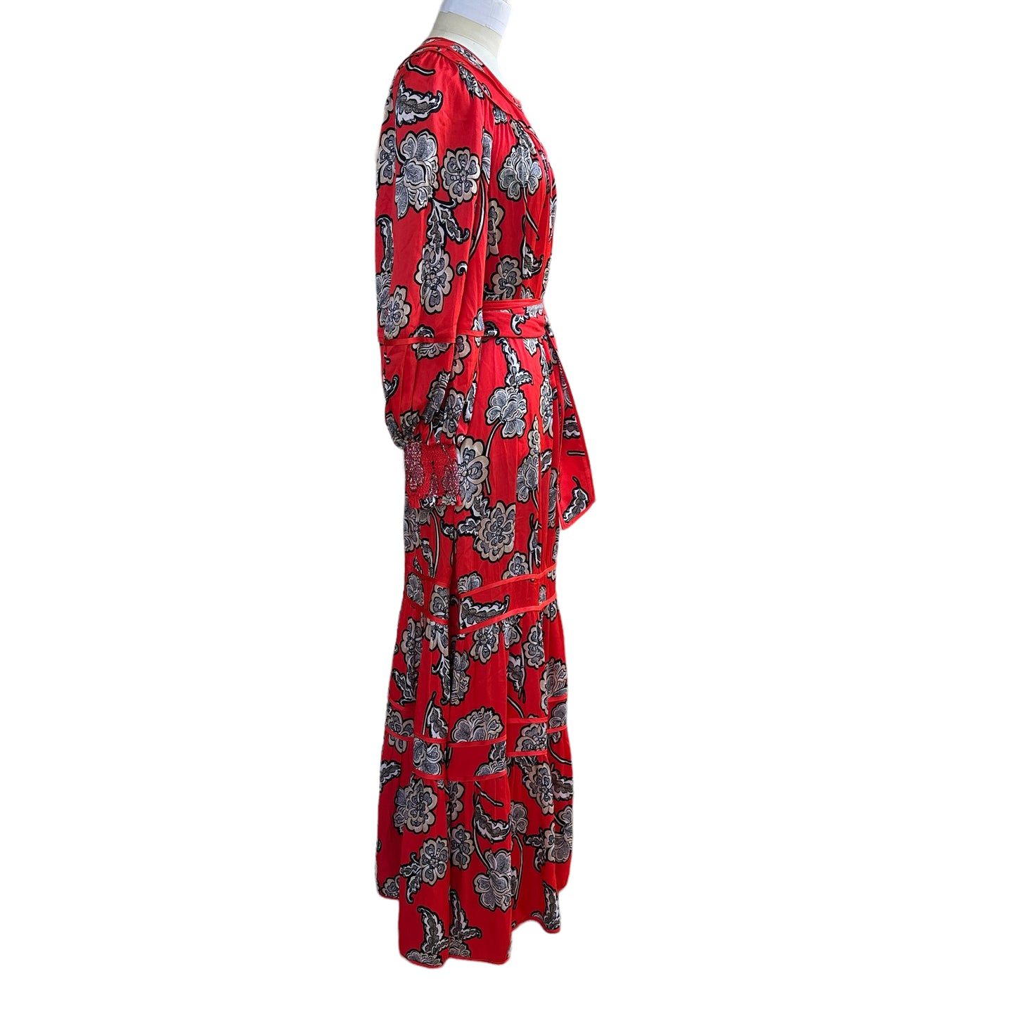 Red Floral Maxi Dress - XS