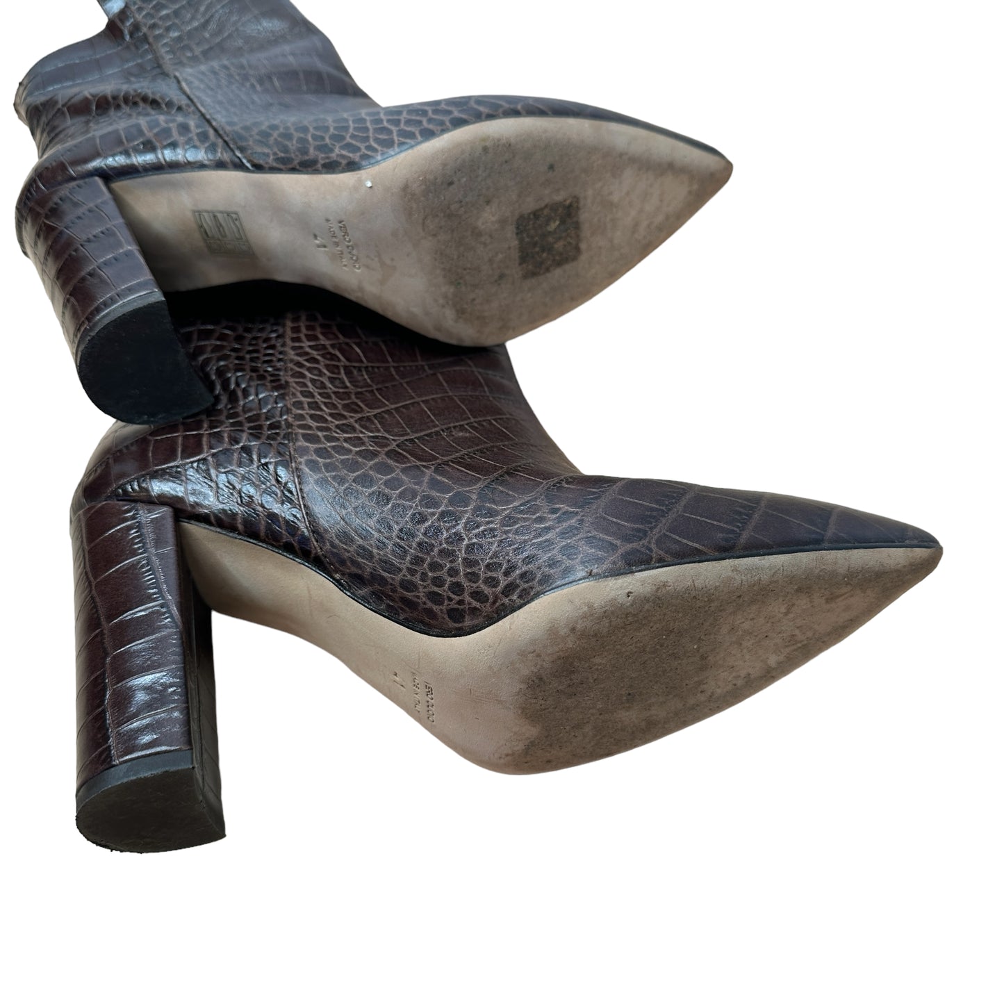 Chocolate Brown Croc Boots - 11