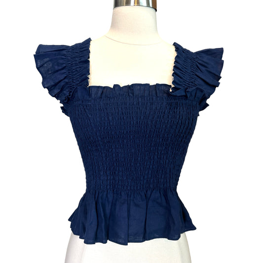 Linen Navy Top - XS
