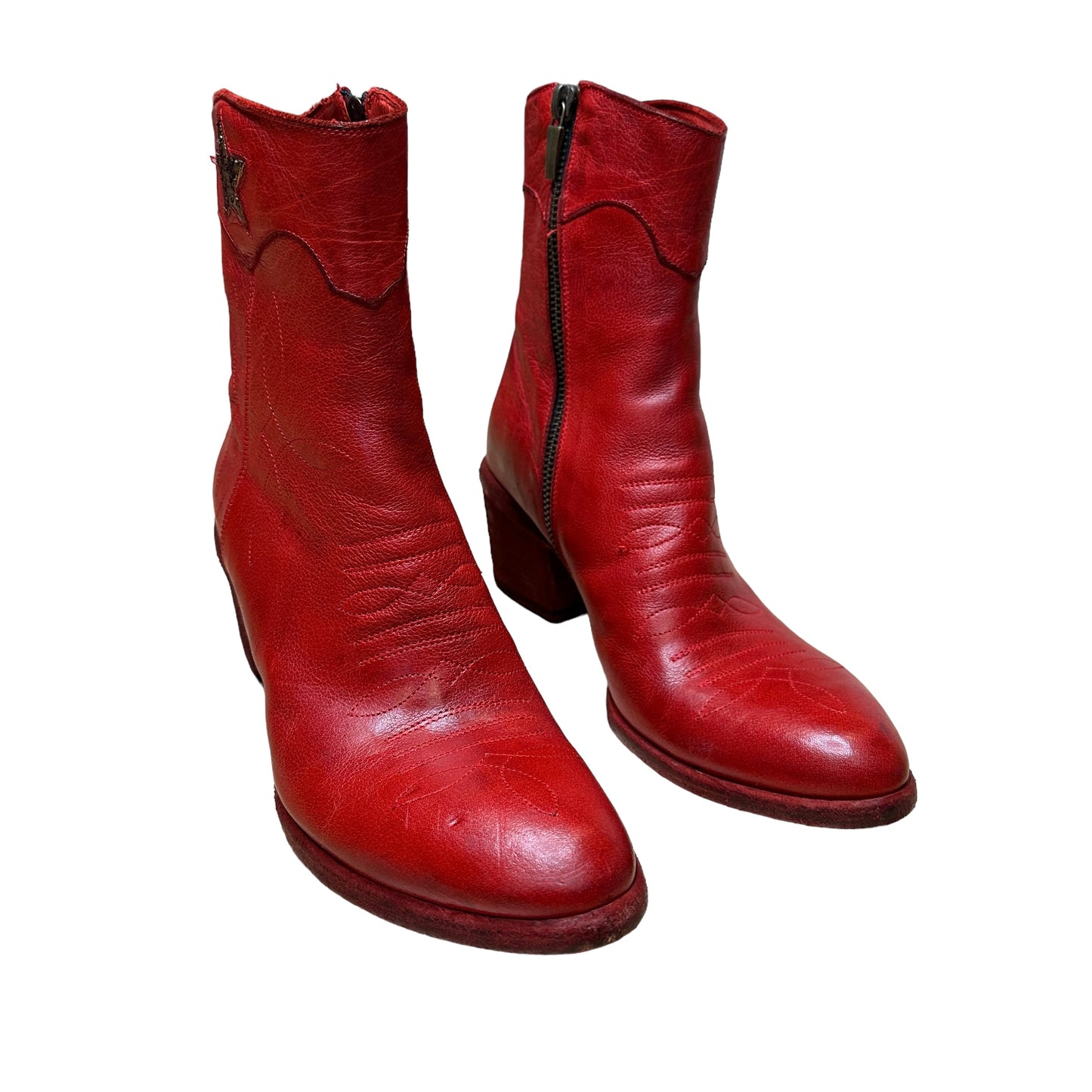 Red Leather Boots - 7