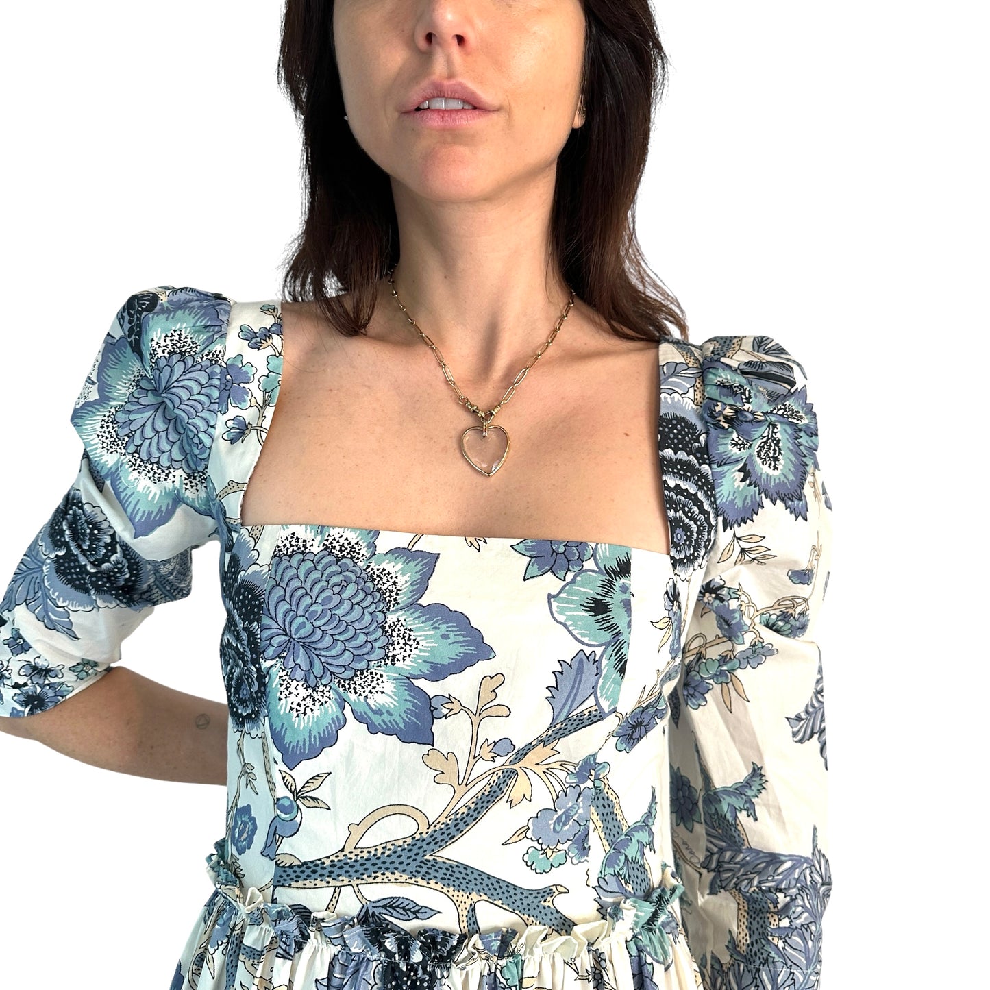 Blue & White Floral Dress - 2