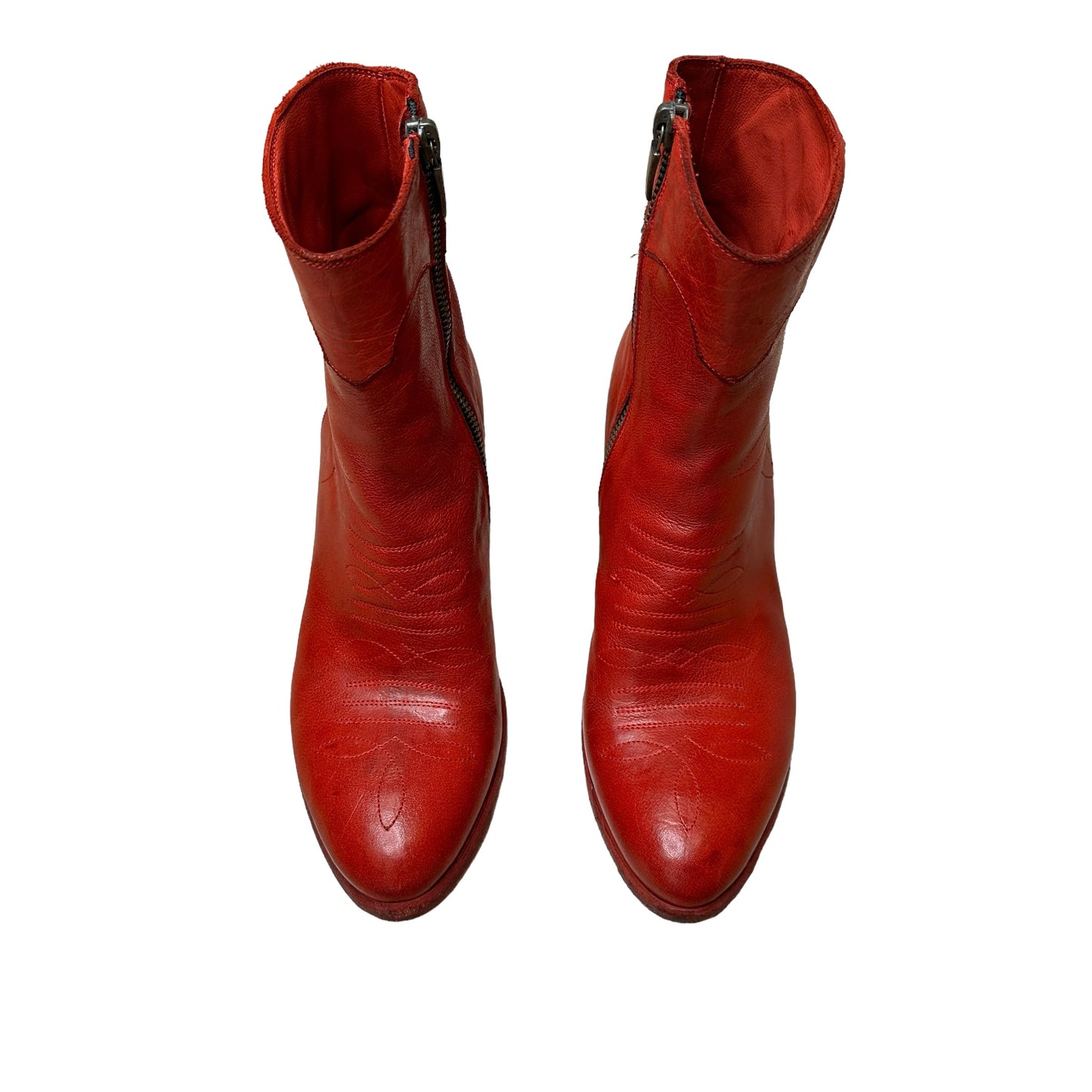 Red Leather Boots - 7
