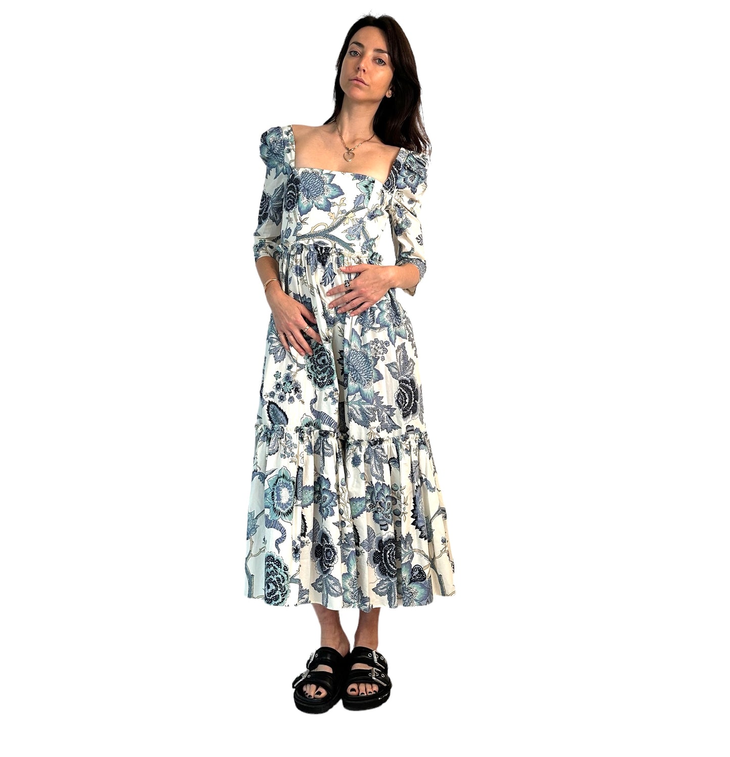 Blue & White Floral Dress - 2