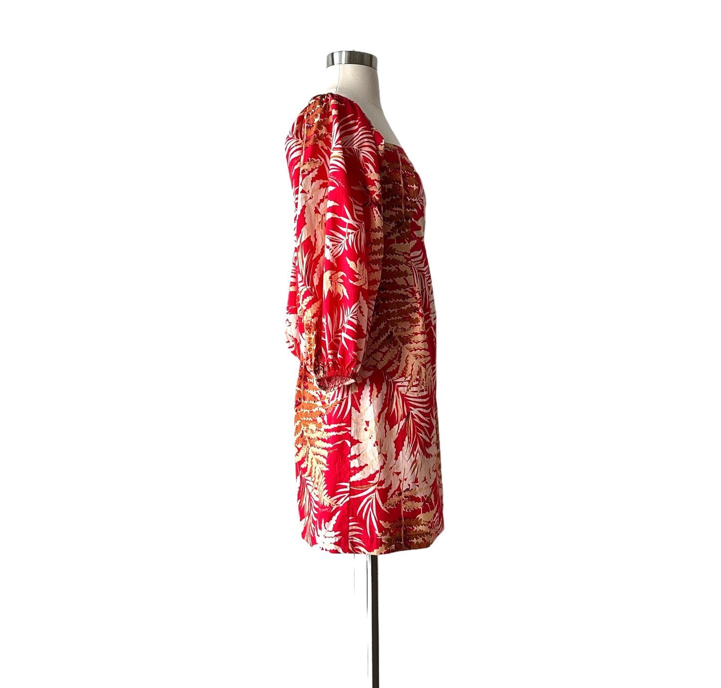 Red Palm Print Dress - S