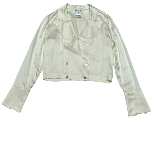 Cream Silk Blouse - L