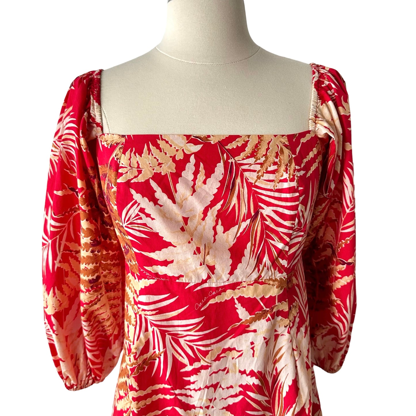 Red Palm Print Dress - S