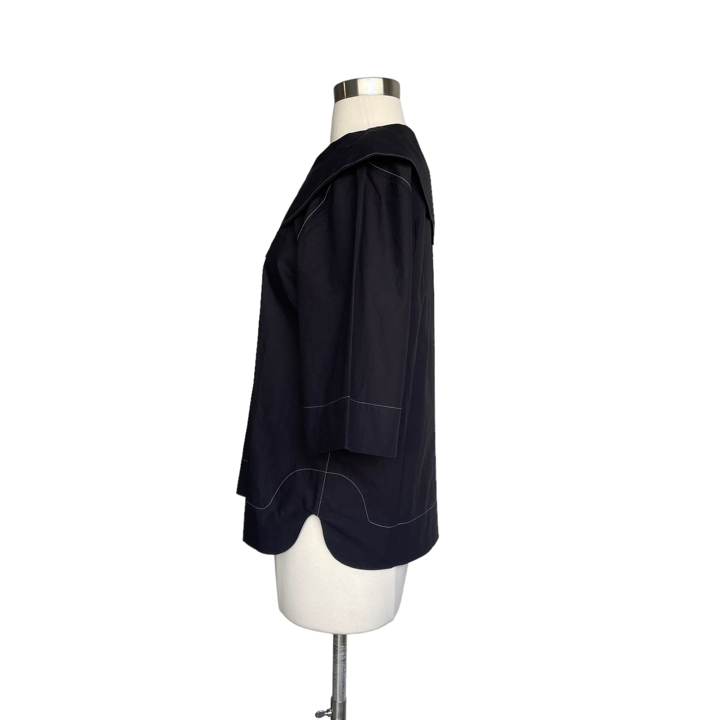 Black Wide Collar Structured Shirt - S
