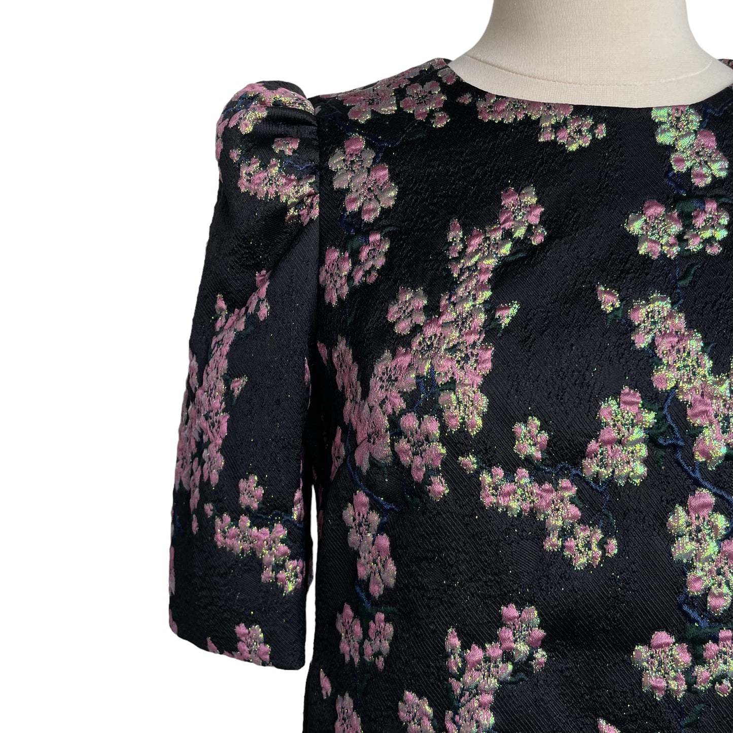 Black Iridescent Floral Dress - S