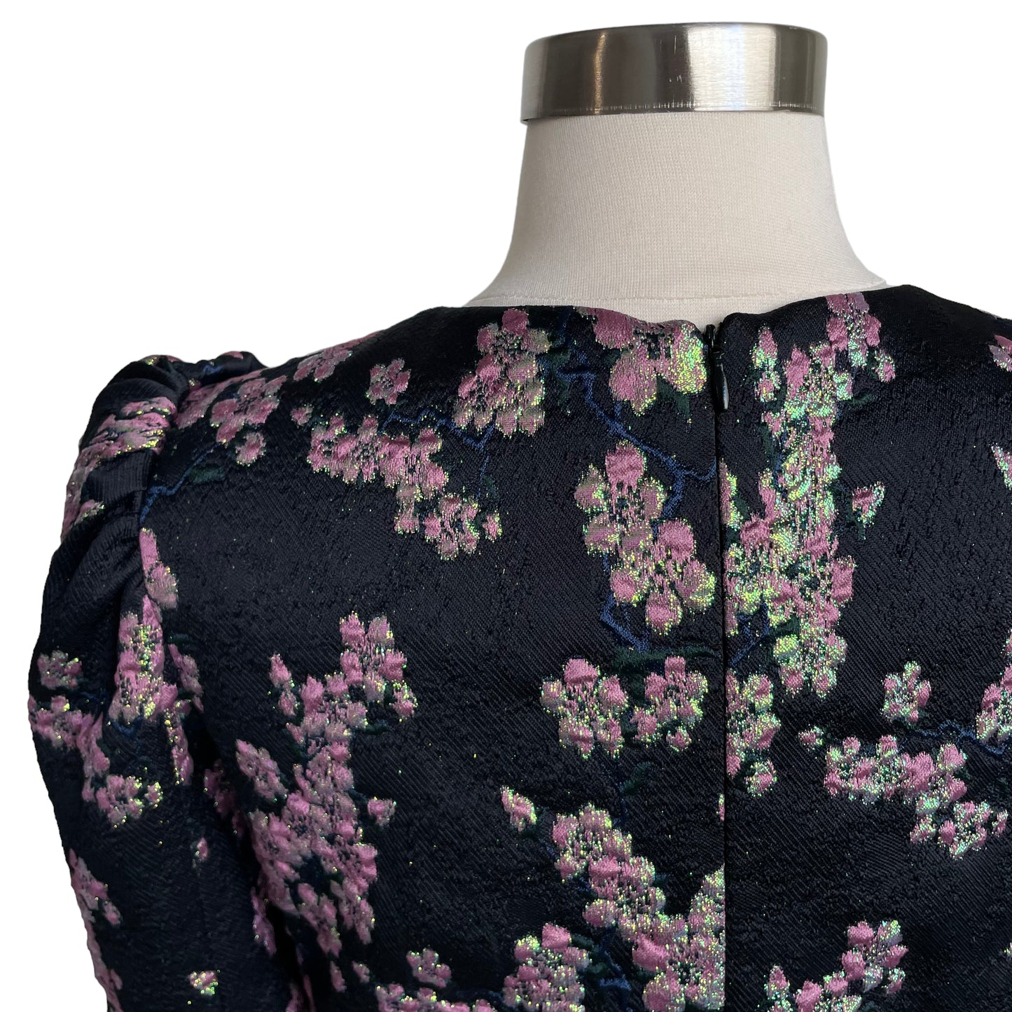 Black Iridescent Floral Dress - S