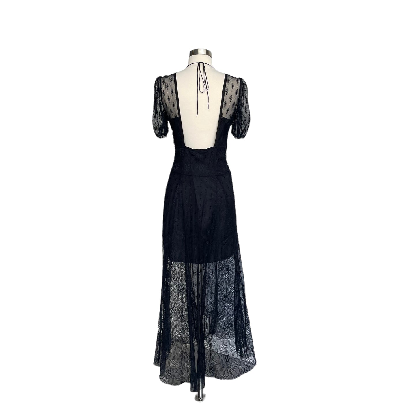 Black Sheer Lace Dress - S