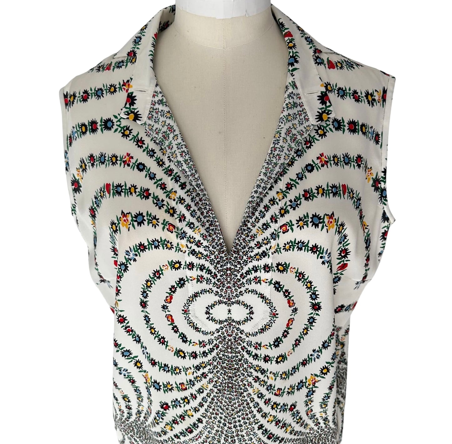 Printed White Dress - M