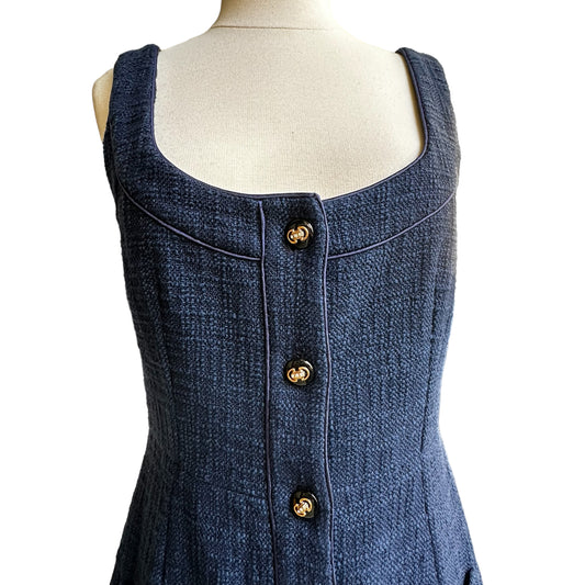 Blue Tweed Navy Dress - M