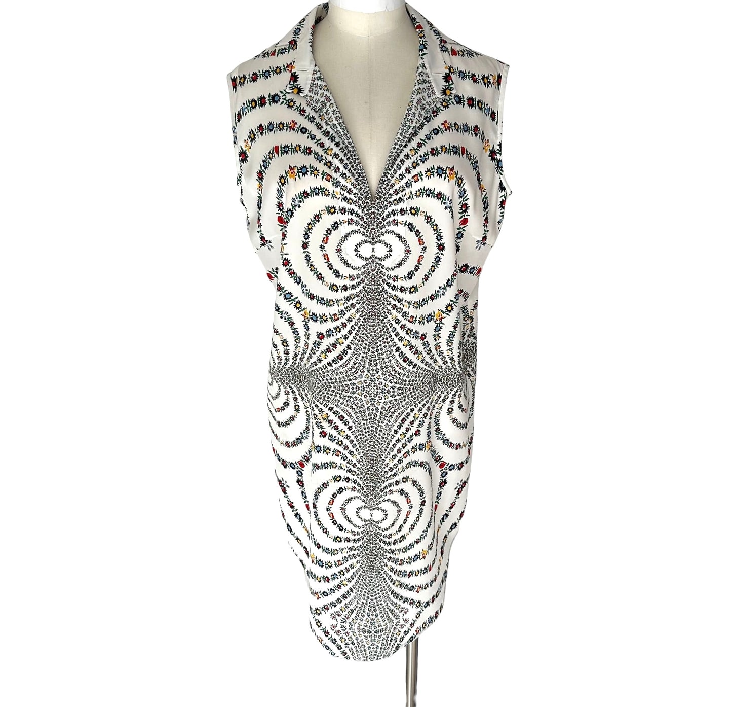 Printed White Dress - M
