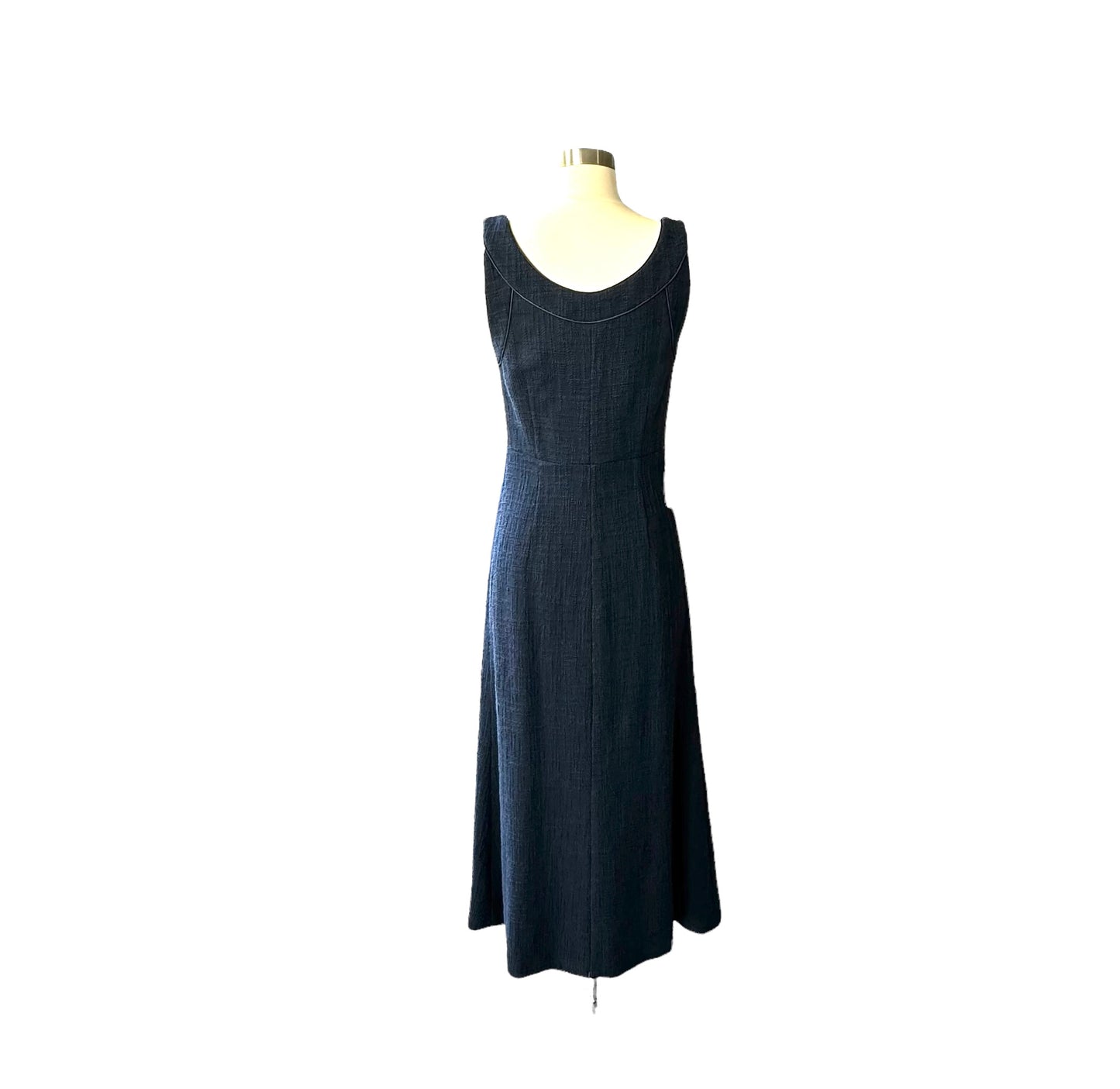 Long Navy Tweed Dress - M