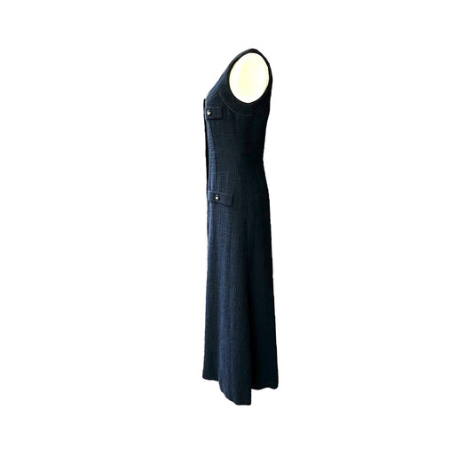 Long Navy Tweed Dress - M