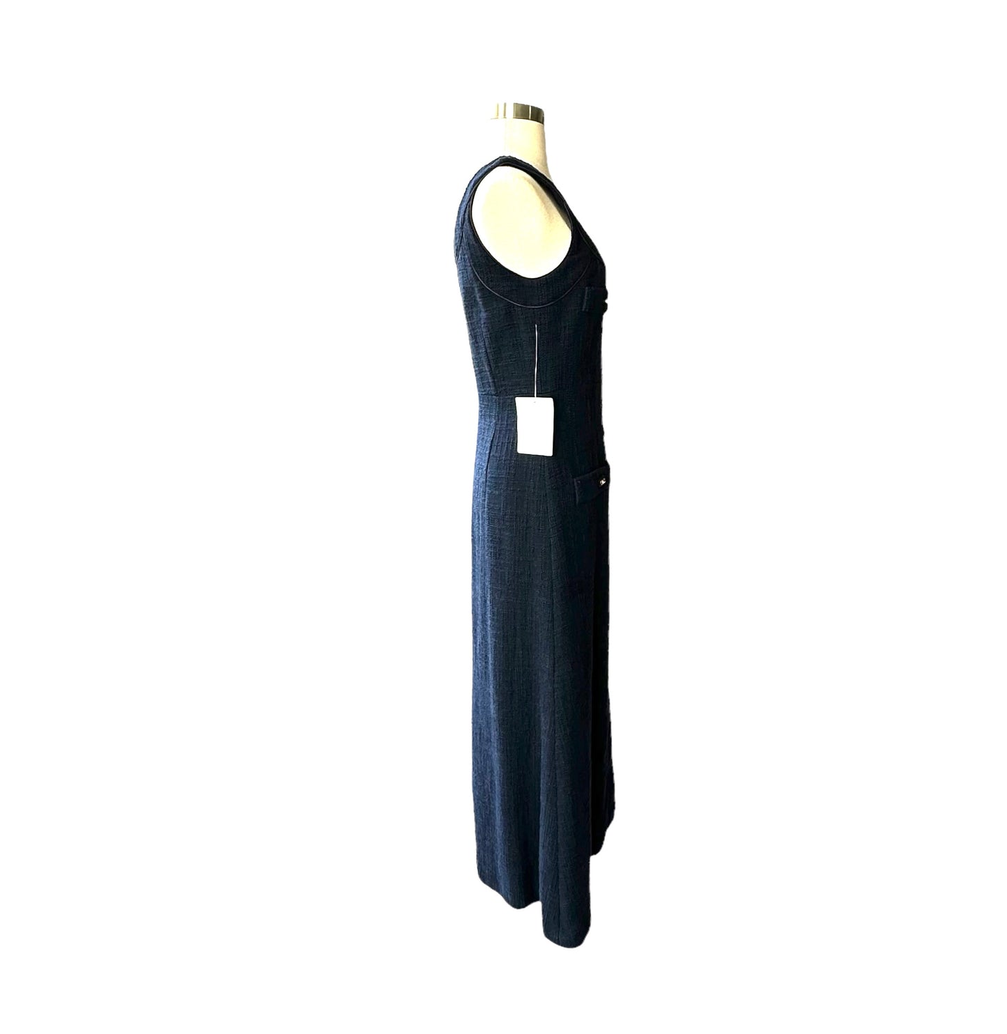 Long Navy Tweed Dress - M