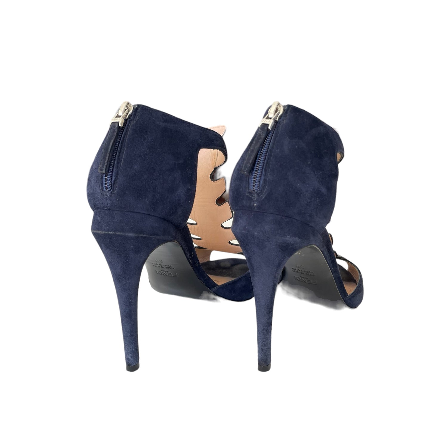 Navy Suede & Leather Heels - 8