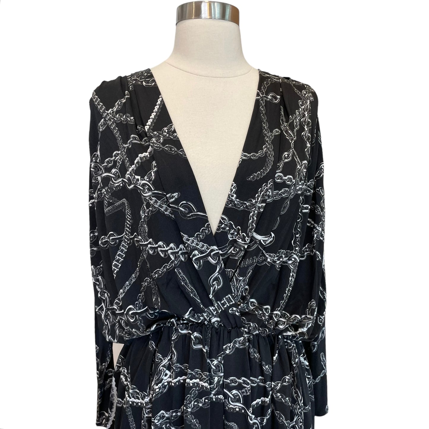 Black Chain Print Dress - M