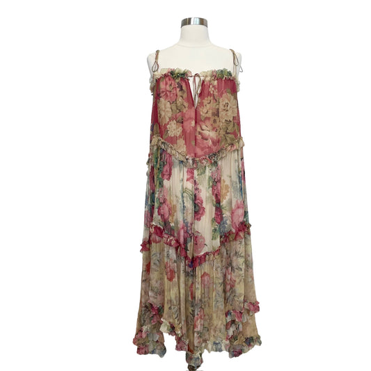 Floral Silk Dress - L