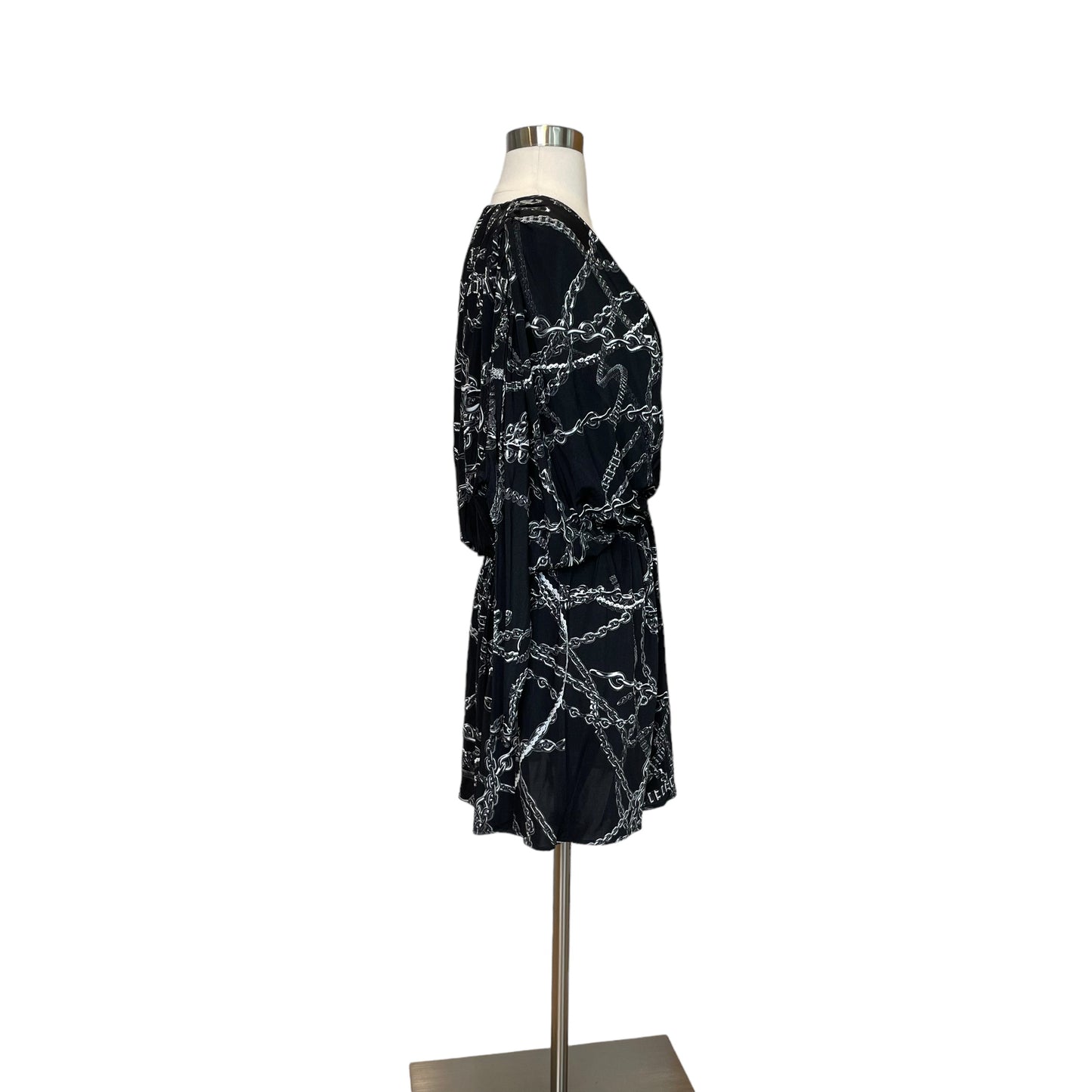 Black Chain Print Dress - M