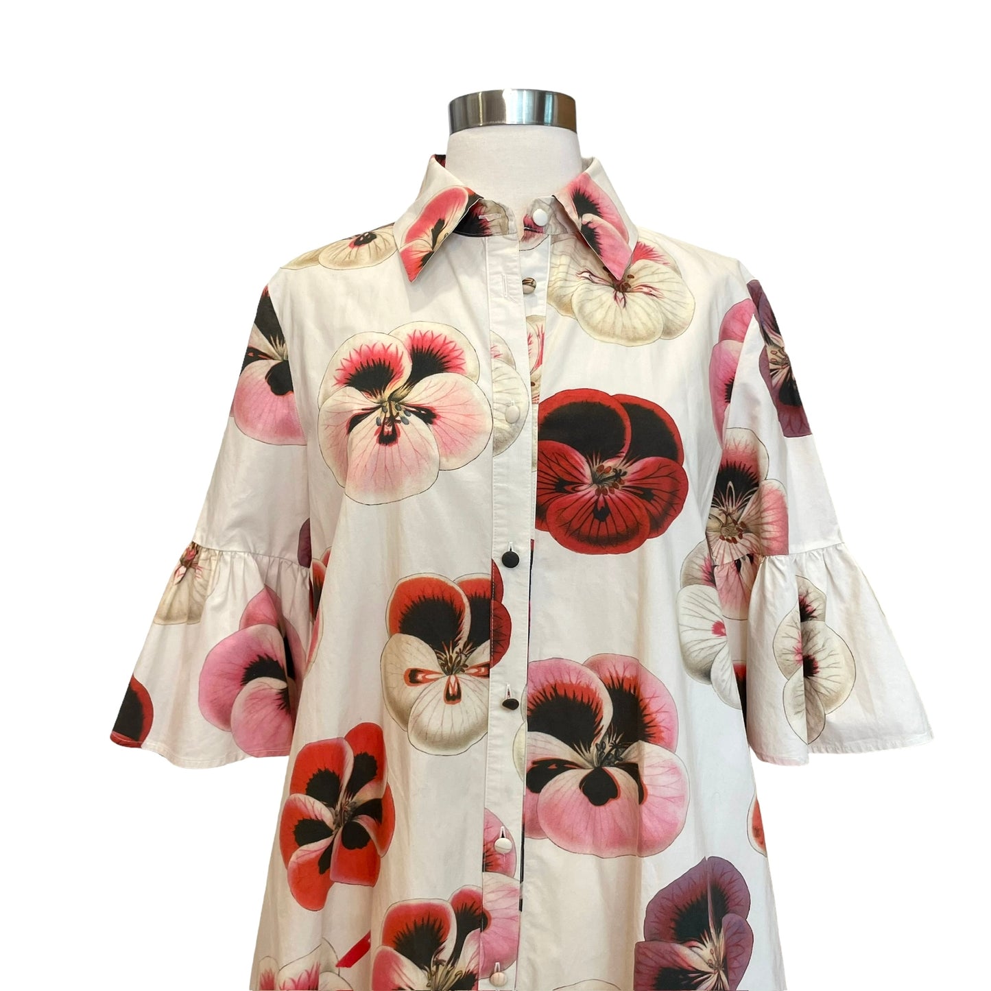 Cream & Pink Floral Dress - M
