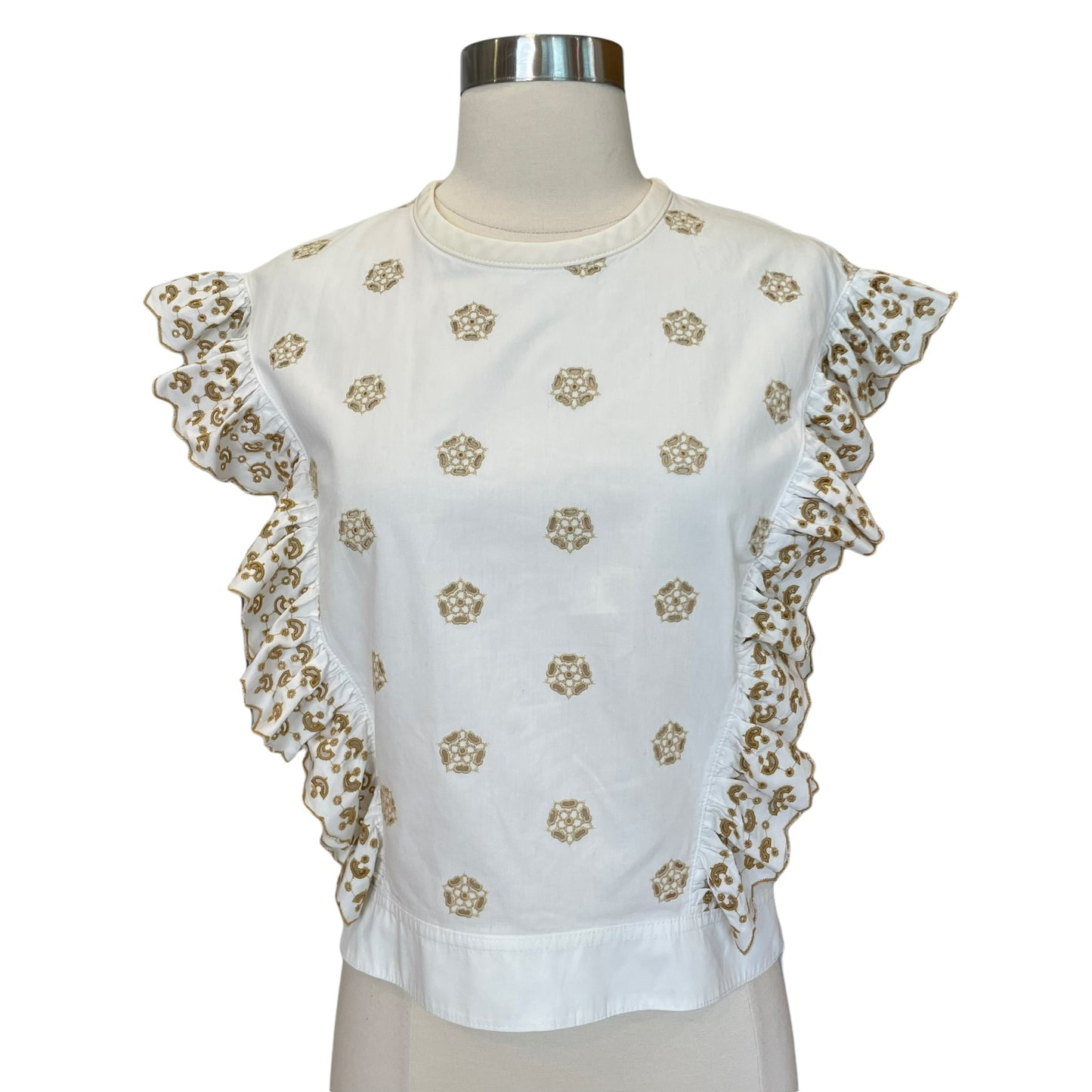 Cream & White Eyelet Blouse - XS