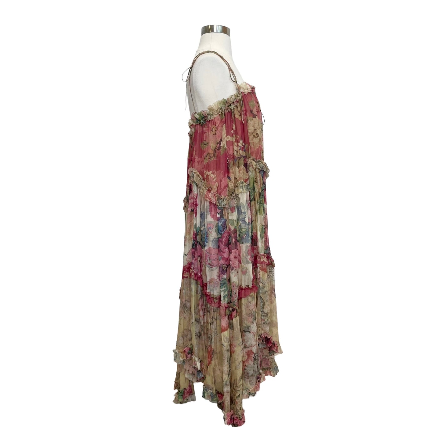 Floral Silk Dress - L