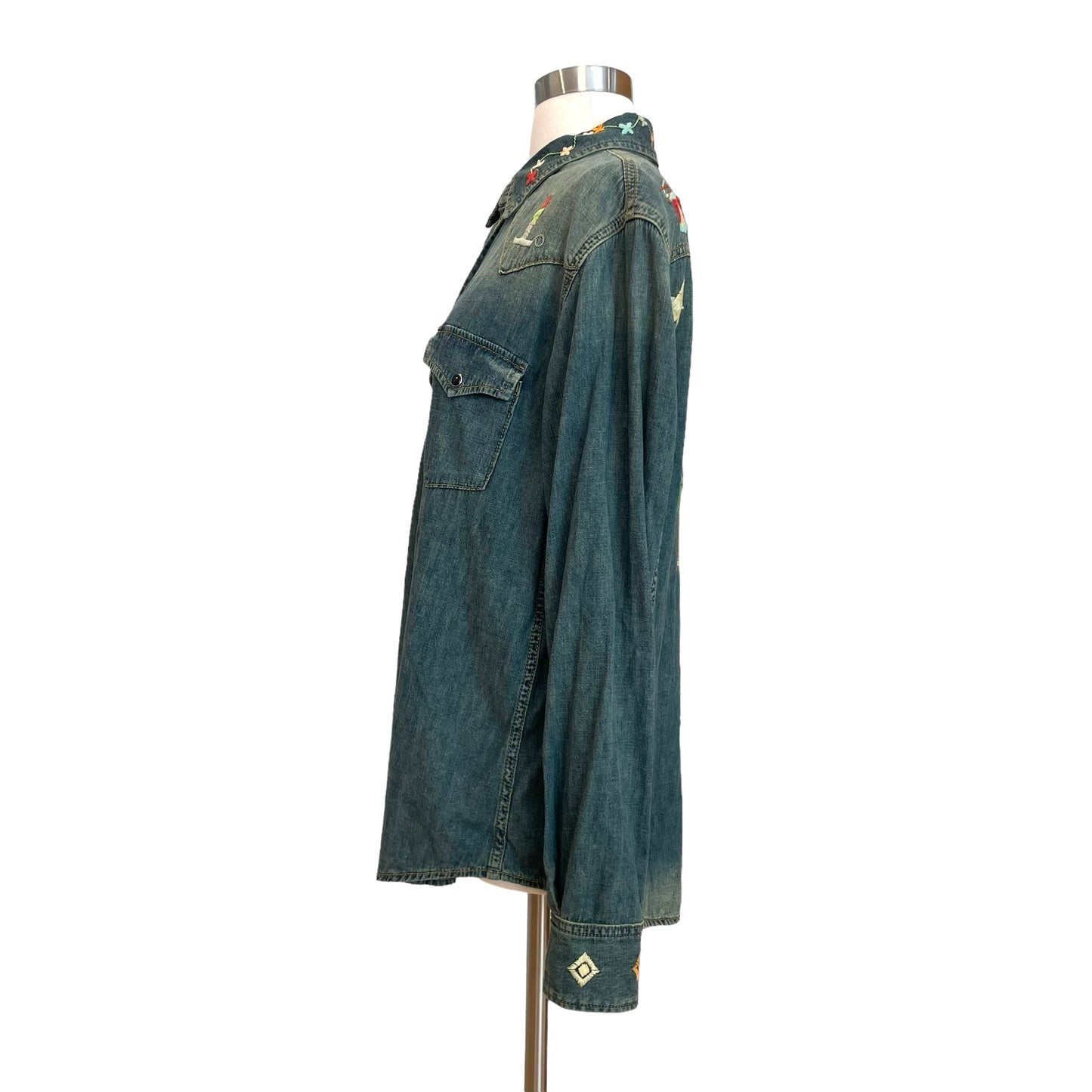 Denim Embroidered Shirt - XL