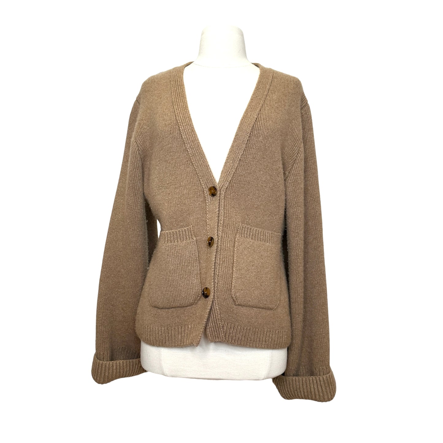Camel Cashmere Cardigan Jacket - M