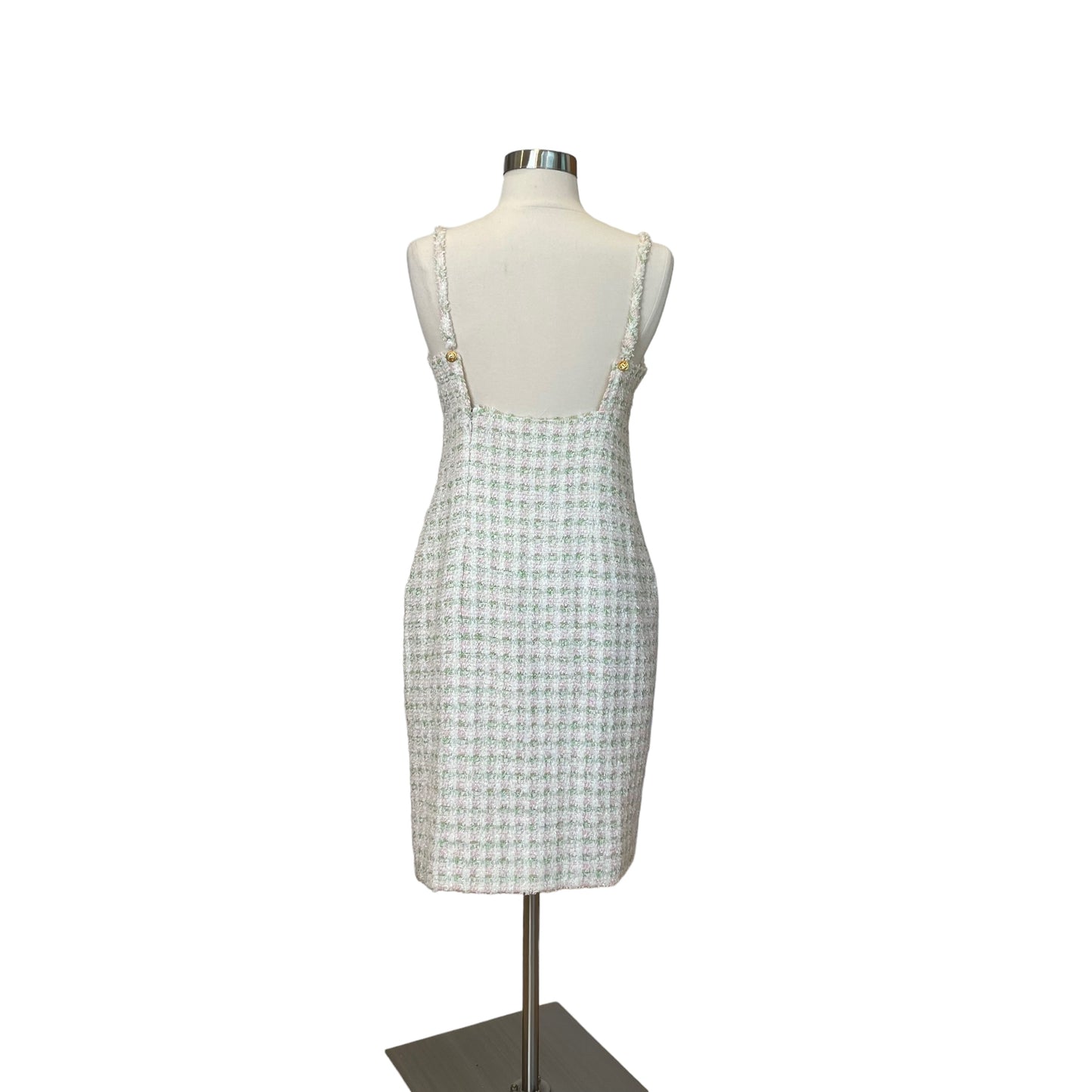 Vintage Pink & Green Tweed Dress - 42
