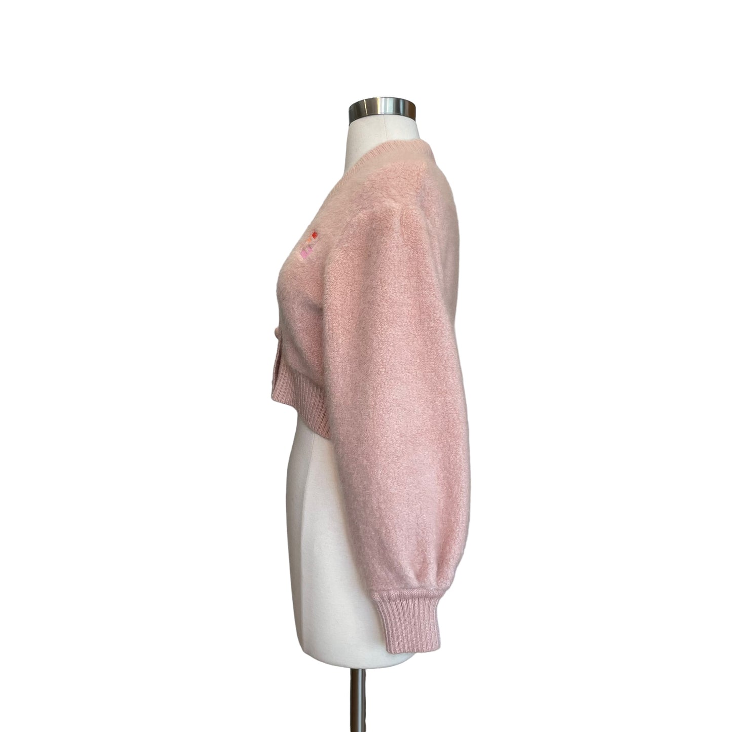 Pink Cropped Fuzzy Cardigan - S