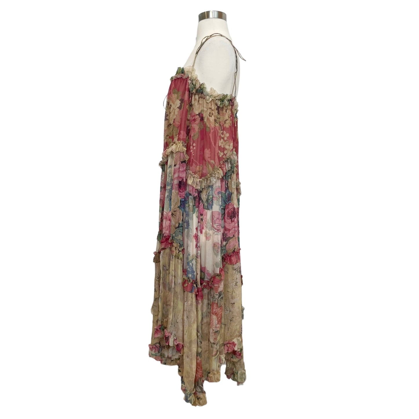 Floral Silk Dress - L