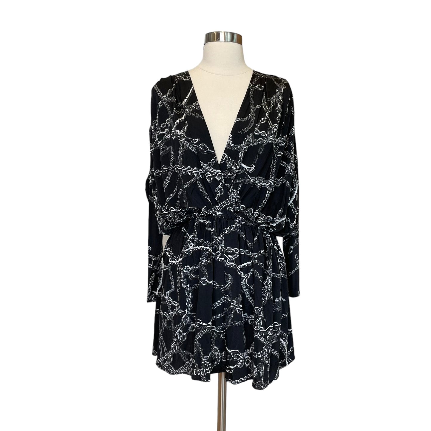 Black Chain Print Dress - M