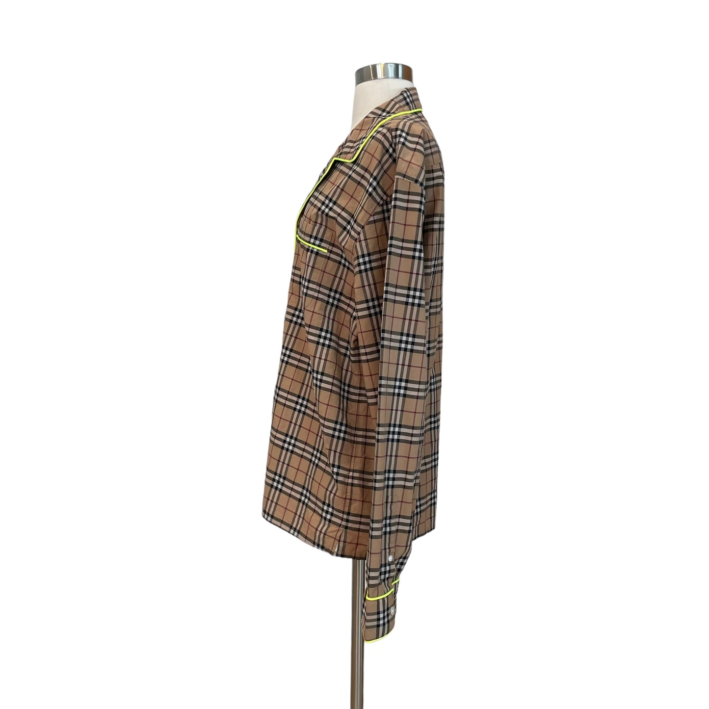 Plaid Neon Button Down Top - L