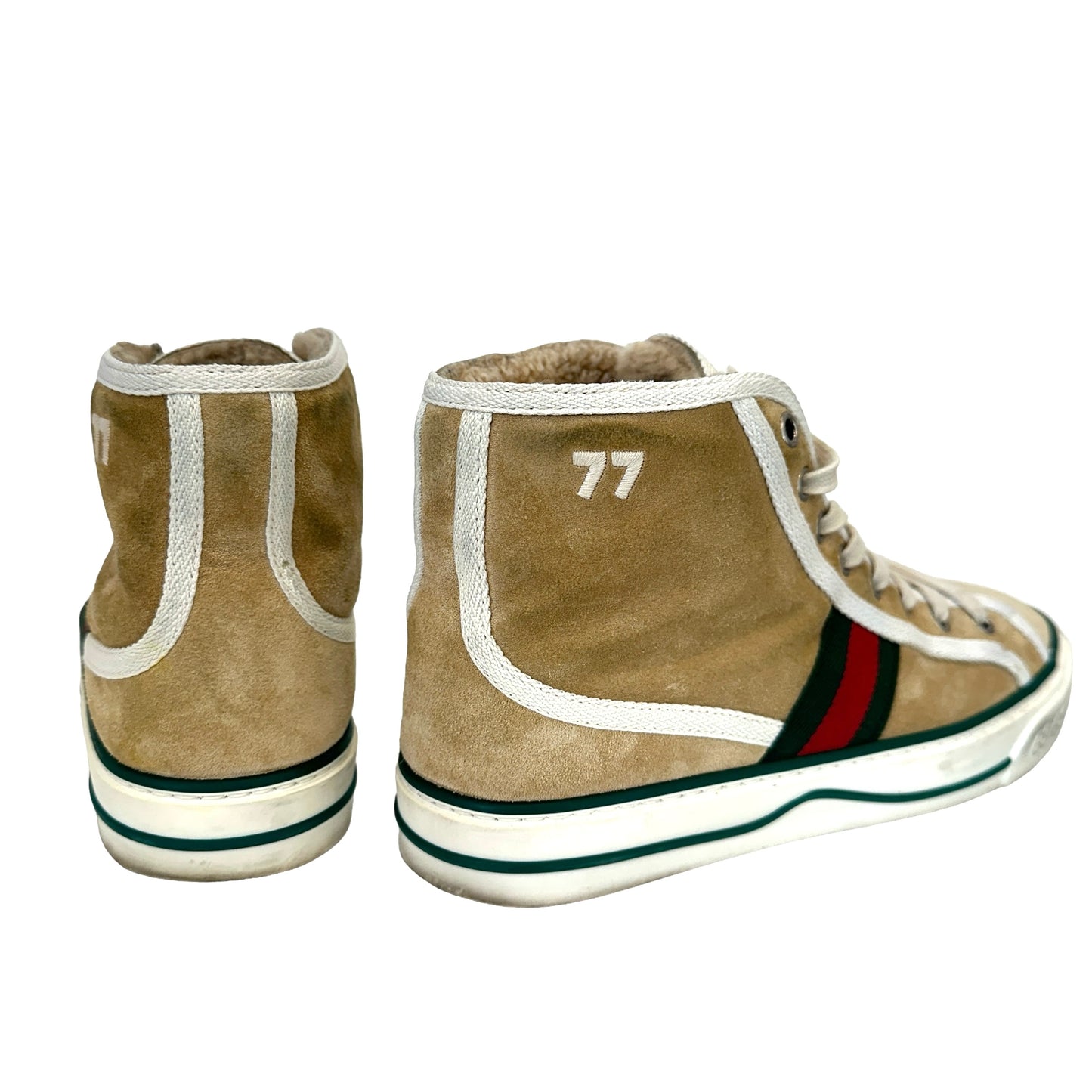 Cream Suede & Shearling Sneakers - 7.5