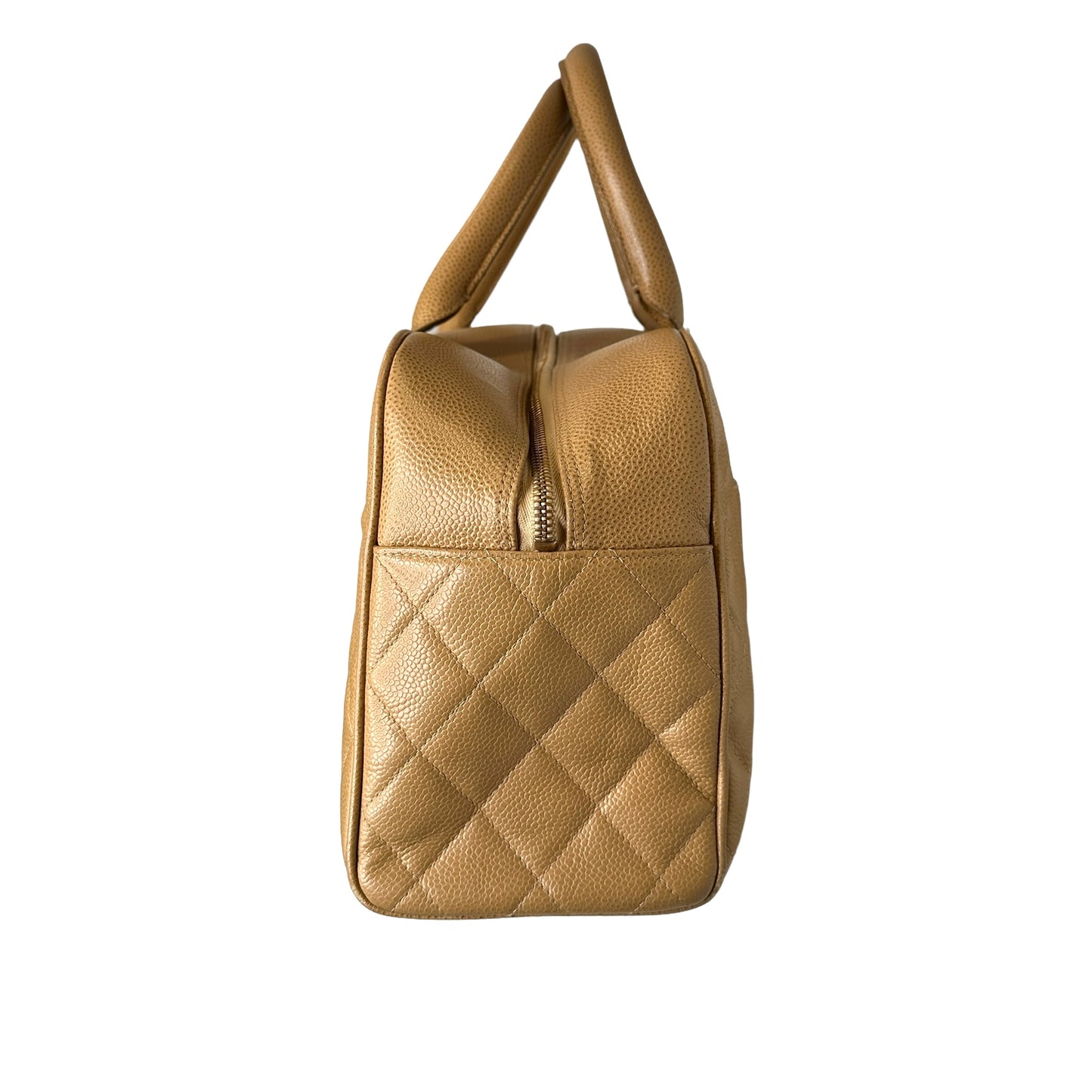 Camel Caviar Bowler Bag