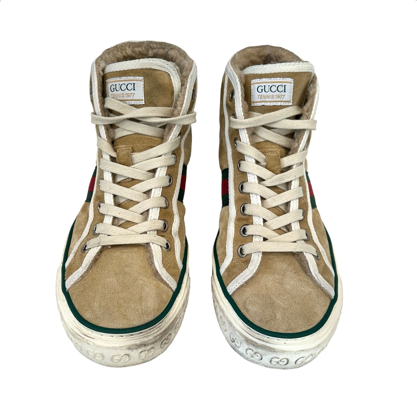 Cream Suede & Shearling Sneakers - 7.5