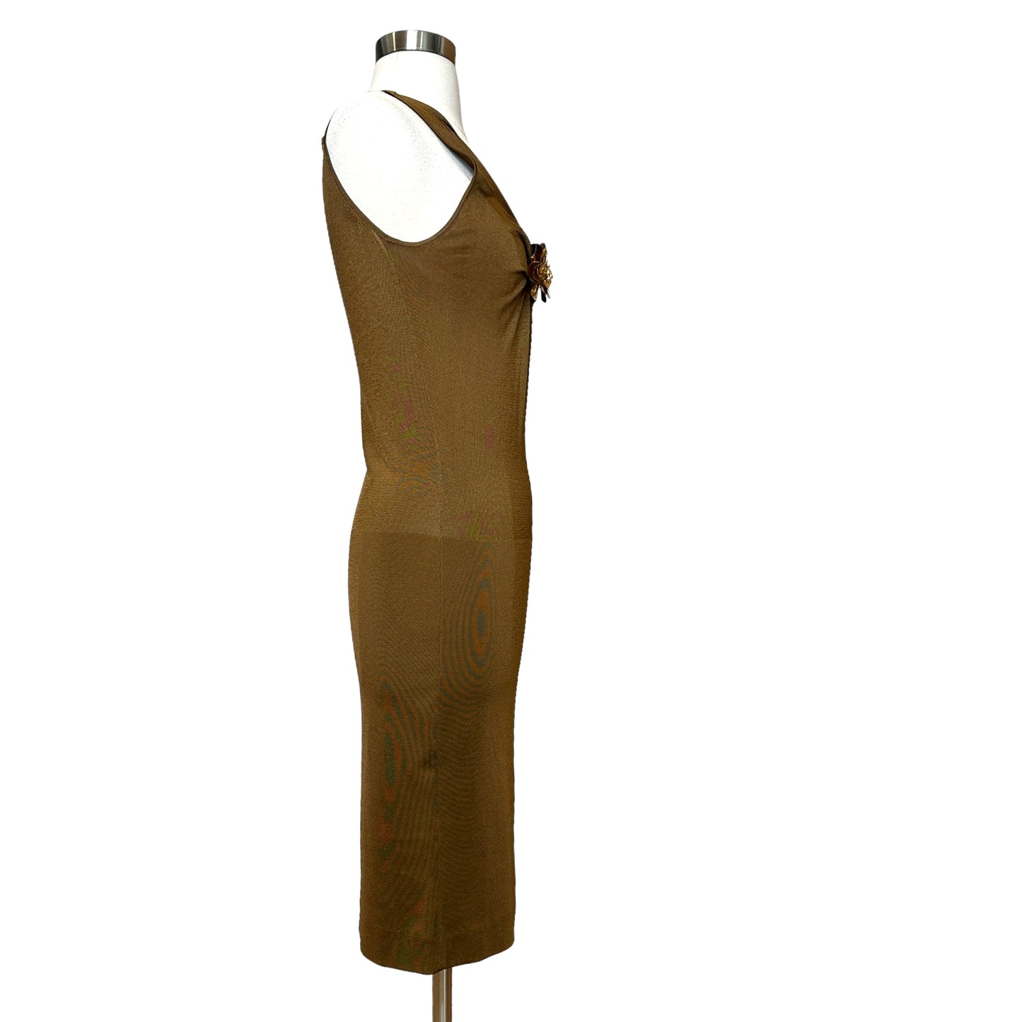 Ocre Dress w/Gold Flower - M